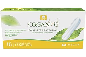 Organyc, Tampones de Algodón Certificado 100% Biológico para Sangrado Moderato - 1 paquete x 16 unidades