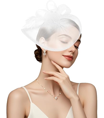 Fascinator Vintage, Cappello in Organza per Donna, Elegante Fiore Cappello da Sole Kentucky Occasione Evento Matrimonio Cappelli da Festa Cappello Estivo Cappello a Bombetta Cappello in Organza da