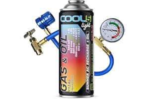 COOL5 Light R134a Replacement Refrigerant for Car Air Conditioners - 1 Can 2-in-1, 235 g + Pressure Line with Pressure Gauge