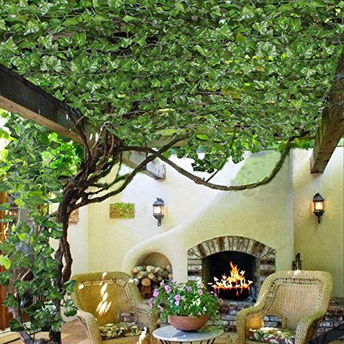 MIHOUNION 12 Stück Künstliche Efeu Seide Blätter und Hängen Grün Pflanzen Efeugirlanden für Haus Hochzeit Party Garten Dekoration - 2