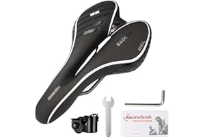 Seruno X Mountain Bike Saddle, Comfortable Bicycle Saddle, Gel Bike Seat Cover, Breathable PU Leather Cycling Saddle, Shock Absorbing, Waterproof, Universal