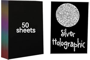 Creatorally 50 Feuilles Papier a Gratter, Carte a Scratch Art A4 Enfants, Magique Holographique Argenté pour la Gravure au Laser Paper avec Stylet pour Croquis Dessin Cadeau d'anniversaire Noë
