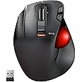 Elecom EX-G Left-Handed Trackball Mouse, 2.4GHz Wireless, Thumb Control, 6-Button Function, Ergonomic Design, Red Ball, Windows11, macOS (M-XT4DRBK-G)