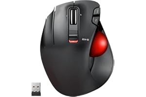 ELECOM EX-G Mouse trackball per mancini, 2,4 GHz, wireless, controllo del pollice, funzione a 6 pulsanti, design ergonomico, palla rossa, Windows11, macOS (M-XT4DRBK-G)