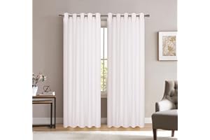 CUSHION MANIA Embossed Eyelet Ringtop Curtains Cushions Matching Astra White Floral Non Iron (90"wide x 90"drop)