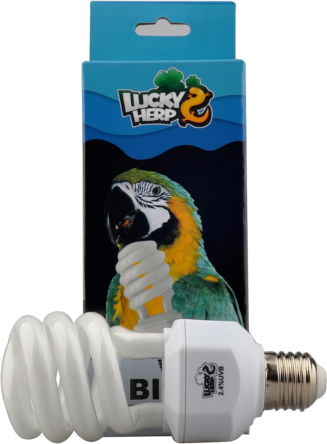 LUCKY HERP Lámpara UVB 2.4% para Pájaros, Bombilla Compacta de 20W, Casquillo E27 para Loros, Periquitos, Canarios y Aves de Compañía