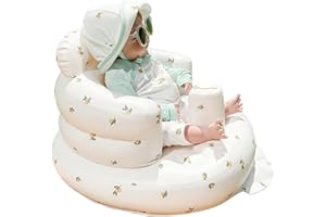 AirSwim Inflatable Baby Seat, Inflatable Baby Chair for Babies 3 Months and Up, Summer Blow Up Chair with Built in Air Pump, Infant Floor Sofa for Learning to Sit, Palying, Camping, Orange