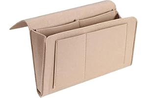 GIMOCOOL Pockets Bedside Caddy, Felt Bed Storage Organizer Hanging Bag Holder, Phone Remote Holder, Bedside Organizer for TV Remote Control, Phones, Tablets, Black