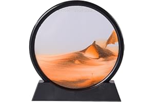 Arthink Immagine artistica in movimento con sabbia, movimento liquido 3D, paesaggio marino in movimento, cornice in sabbia fluente, libreria artistica da scrivania, (7 inch, Orange)