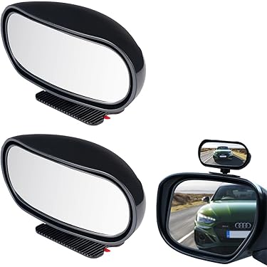 Miroirs D'angle Mort Voiture (lot 2) - Réglables 360°, Vision Large, Antidérapants, Facile à Coller