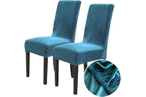 CHICKWIN Chickw1 Stuhlhussen 2er Set Samt Stuhlhussen für Schwingstühle, Esszimmerstühle Hussen Für Hochzeit, Hotel, Küche, Bankett, Partys Stretch Stuhlhussen (2er,Türkis)