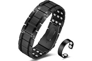 Cigmag Lymphatic Drainage Magnetic Bracelet Men Ultra Strength Magnet Pure Titanium Three Row with Adjustable Tool & Present Box