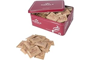 MOROLA Zucchero di Canna - Kit 300 Bustine di Zucchero di Canna + Box Metallico Multiuso - Set Accessori Caffè