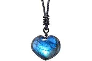 RJINGSHI Collana di cristallo naturale di labradoriteCollana di pietra lunare Ciondolo di pietra curativa con corda intrecciata a mano Per unisex