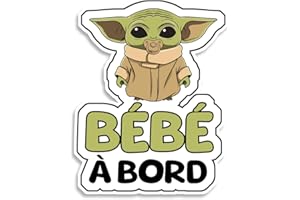 BRATIKI Autocollant Bébé à Bord pour Voiture - Bébé Yoda 19 x 14 cm, Sticker Bébé à Bord Résistant & Étanche, Signal de Sécurité Bébé à Bord pour Alerter les Conducteurs