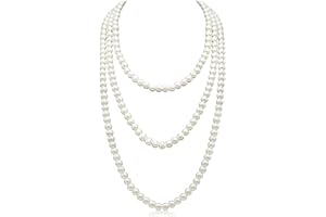 HREDZEO Collier Perle Femme,1920 Collier de Perles Fashion Long Collier de Perles Artificielles Collier en Perles d'imitation Collier Perles Long De Fausses Perles Pour Mariage Fiançailles(150 cm)