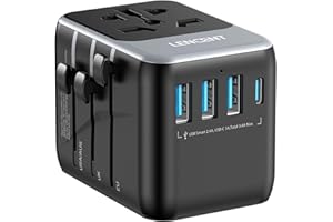 LENCENT Adaptateur de Voyage, Adaptateur Prise Universelle avec 3 USB, Adaptateur International France vers USA Canada UK Australie Chine Japon Irlande, Prise Monde vers France, Type A/C/G/I