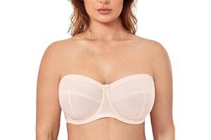 DELIMIRA Damski Biustonosz Bez Ramiączek Plus Rozmiar Fiszbiny Kabriolet Bez Wyściełania