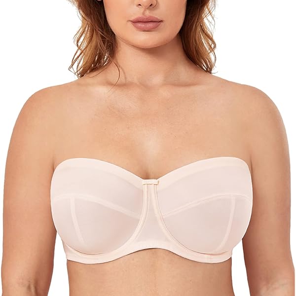 DELIMIRA Beugelloze, Niet-gewatteerde Naadloze Strapless-bh Voor Dames Grote Maat Beige 95B