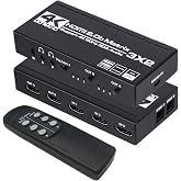 HDMI Matrix 3x2 4K 60Hz Matrix Switch 3 in 2 Out Switcher Splitter Box with EDID Extractor and IR Remote, Support Ultra 4K HD