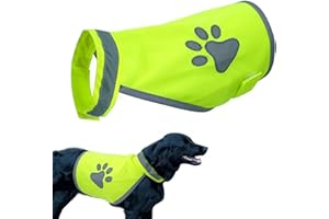 MOVKZACV Dog Safety Yellow Reflective Vest with Leash Hole - High Visibility Pet Clothes Safety Night Dog Vest