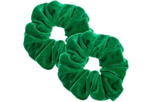 PIDOUDOU 2 Pcs Green Color Large Velvet Scrunchies for Auldt Women Large Elastic Hair Ties Ropes