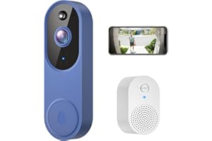 SHARKPOP Video Doorbell Camera Wireless with 2-Way Audio, Ring Chime Included, Smart Human Motion Detection, HD Night Vision, Cloud Storage, Easy Installation, Real-Time Alerts for Home Security (Blue)