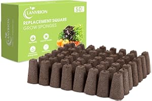 LANVRION Grow Sponges, Seed Starter Pods Root Growth Sponges Eco-Friendly PH Balanced Square Sponges Replacement Compatible with QYO, LYKO, iDOO IG201Hydroponic Growing System, 50 Pack
