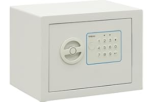 ARREGUI Blue 650100B Caja Fuerte de Acero con Cerradura Electrónica | 17x23x17 cm | 5 L | Caja de Seguridad para Casa y Hogar | Teclado con Códigos Programables | con Llave de Emergencia | blanca