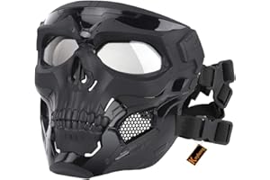 Koyheng Masques Tactiques de crâne d'airsoft, Plein Visage, Masque de Luxe de Luxe Protection des Yeux pour Halloween Pistolet Paintball Pirates Patriots Jeu CS
