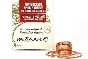 PALOSANTO - Porta Paletto Palo Santo - Made in Italy - Regolabile in Altezza - Supporto in Rame Realizzato a mano per legnetti di Incenso Naturale - Porta Incenso a Spirale