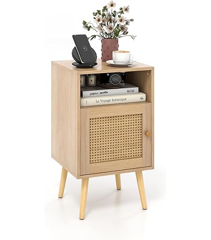 Comodino In Rattan Boho Chic 40x40x55 Cm - Con Cassetto, Per Camera Da Letto O Soggiorno - Foto 3