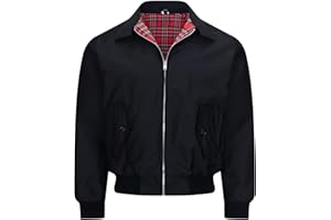 GENERIC MMK® Men's Vintage Classic Retro Scooter Harrington Jacket - 1970'S Bomber Mod Skin Tartan Lining Trendy Coat Plus Size S-5XL