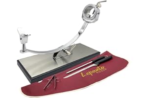 FERRETERIA LEPANTO Jamonero Profesional Giratorio y basculante, Soporte jamonero con Base de DM mas Lamina de Acero Inoxidable Modelo Serrano (Set Arcos Burdeos)