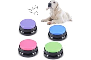 Runup 4 Packs Dog Buttons, Dog Buttons Talk Training with 30 Second Record Playback,Recordable Training Buttons for Dog Cat Training Interactive Toy