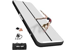 AKSPORT Nadmuchiwana mata gimnastyczna, 3/4/5/6 m, wysokość 10/20 cm, z pompką, do domu, na salę gimnastyczną, na szkolenie, cheerleading