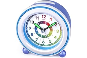 Juboos Sveglie per Bambini, Sveglia da Comodino,Sveglie Analogiche per Bambini Sveglia Silenziosa con Luce Notturna per Ragazzi Ragazze. Piccola e Leggera,Silenziosa con Snooze