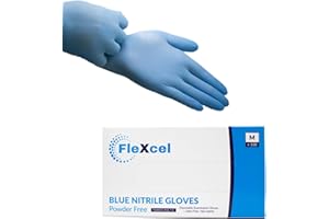 FleXcel Powder Free Nitrile Gloves - Medical-Grade, Latex-Free, Food Safe (Box of 100)