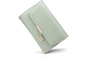 REETEE Portefeuille Femme en Cuir PU Petit Porte Monnaie Slots de Carte, Porte Feuilles pour Femme Court avec Porte-Monnaie Zippé et Portefeuilles Pochette Femme (L-Vert)