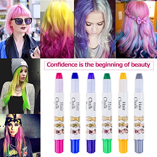 Zexuan 6 Colors Temporary Hair Chalk Set Non Toxic Washable Hair