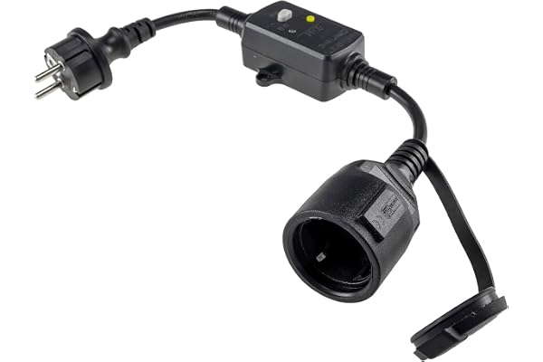 ChiliTec Personskydd brytare felströmsskydd för uttag 230 V utomhus kretsbrytare 30 ms I 2-polig separation 30 mA IP44 skydd mot elektriska stötar