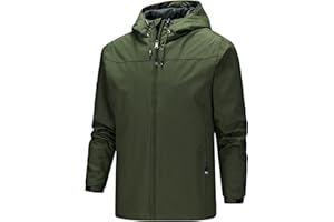 Darringls Veste de pluie pour homme - Veste de randonnée - Veste d'hiver - Softshell - Imperméable - Coupe-vent - Veste d'extérieur - Veste de pluie à capuche - Veste de loisirs