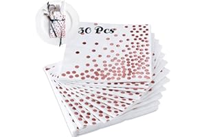 KUAOWT Servilletas de Papel Oro Rosa, 30 Servilletas Papel Decoradas Doradas RosaCoctel Servilletas de Cumpleaños, Servilleta Papel de 3 Capas para Cumpleaños Decoración de Catering de Bodas - 33 x 33 cm