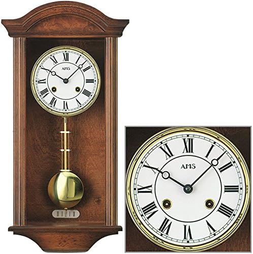 AMS Pendulum 614/1 wall clock, Massivholztür Walnut Lacquered