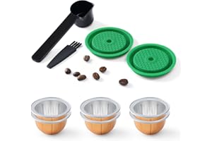 HAILASRE 2 Pcs Couvercle de capsule de café réutilisable avec enveloppe de 6 capsules - 80/150/230ml, bouchon de dosette rechargeable en silicone pour capsule Ver tuo-Line et Ver tuo originale