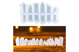 GADITIEK Silikonformen Gießformen Häuser, 12 Stück Gießformen Silikon Haus Mini, Weihnachten Giessformen Silikon, Gips Zum Gießen Häuserkranz, Gipsformen mit Kreativ Beton,Resin Gießharz,Raysin Gießpulver