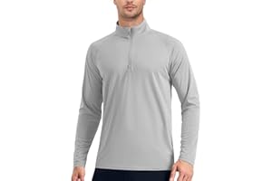 EKLENTSON Men's Sun Protection Long Sleeve T-Shirt UPF 50+ 1/4 Zip Up Lightweight Performance Running Rash Guard Top
