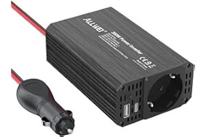 ALLWEI 300W Spannungswandler 12V 230V Wechselrichter mit 2. 4A-Typ-C & USB Anschluss - für Auto, Wohnwagen, Camping, Laden von Handys, Laptops und Anderen Geräten (Schwarz)