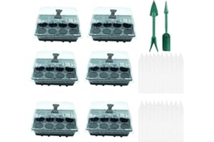 PengGengA Bac à semis, Lot de 6 Plateaux de Germination à 12 cellules Serre Interieur Plateaux de Culture, Bac à semis Pépinière Boîte de Culture Durables, Bac Culture avec Couvercle et Ventilation