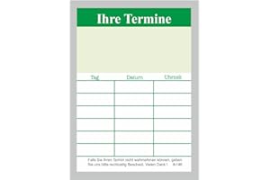 BEWEST 10 neutrale Terminblöcke mit je 50 Terminzettel, Terminblock tb146 grün Heilpraktiker und andere Berufe
